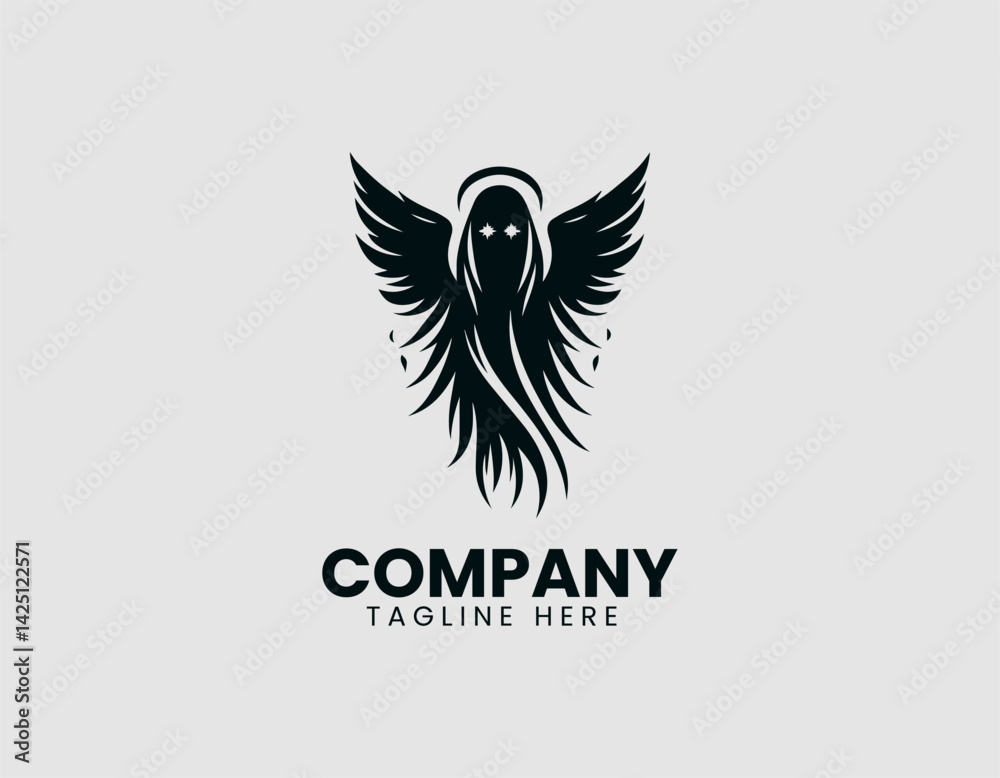 Fototapeta premium Grim Reaper Glowing Eyes Emerging Darkness Vector Logo Design