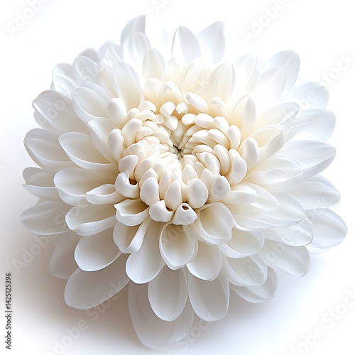 White chrysanthemum flower, white background,