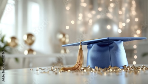Graduation cap - academic achievement, scholar milestone, ceremonial tassel, educational success, diploma symbol, scholarly honor, graduate recognition, learning accomplishment, knowledge celebration. photo