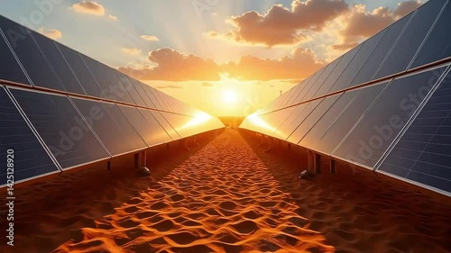 Desert Solar Panels Energy Renewable Power Sustainable Technology