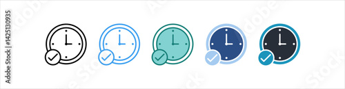 On Time Icon In Different Style Vector