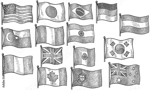Hand Drawn International Flag Set