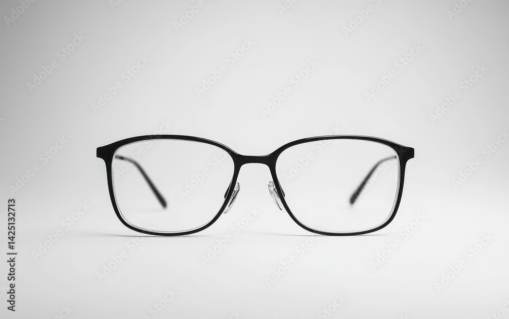 Modern eyeglasses, studio shot, neutral backdrop Modern eyeglasses, studio shot, neutral backdrop