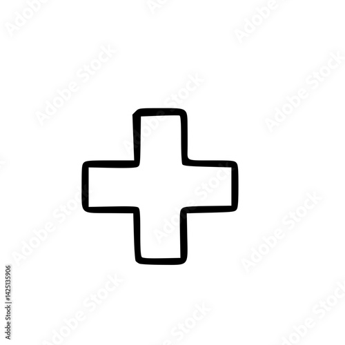Outline Handdrawn Plus Symbol Icon