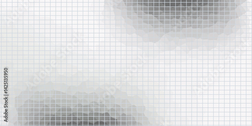 Crumpled blue checkered paper texture realisric vector illustration. White blank notebook sheet with grid, wrinkle and crease effect, note page mock up, educational template