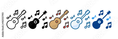 Guitar Icon Set Multiple Style Collection