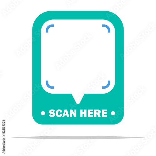 Blank QR code scan here sign vector isolated illustration