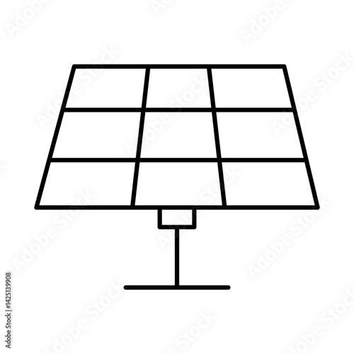 Solar Panel Icon. Solar Energy, Solar Panel, Green Energy, Sun Energy, Solar Battery, Energy Saving, Solar House, Ecology, Electricity, Renewable Energies Editable Stroke Vector Illustration