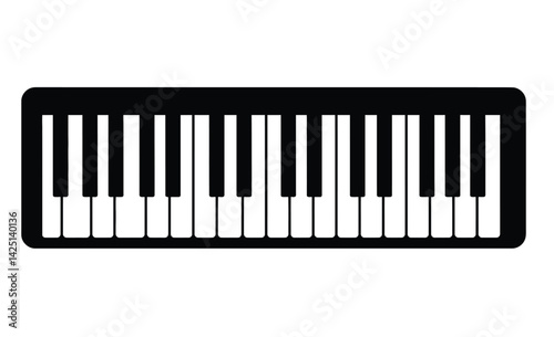 Piano keyboard silhouette. This image shows a piano keyboard silhouette, also known as a keyboard clipart or piano keys vector. Vector clipart illustration design.
