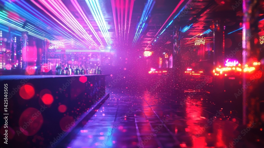Fototapeta premium Neon Nights: Immersive Laser Show at a Vibrant Nightclub
