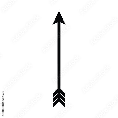 Arrow silhouette. This image shows a black arrow pointing upwards with a simple and clean design, often used as a symbol for direction or navigation. Vector clipart illustration design.