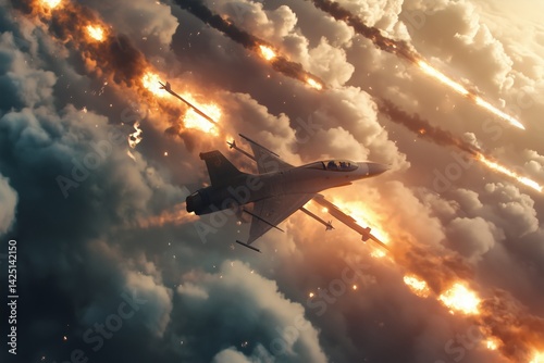 The F-16 fighter attacks in the air