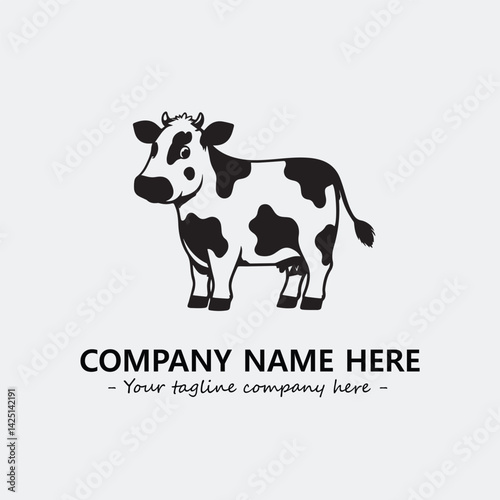 Cow illustration black and white for logo company vector image
