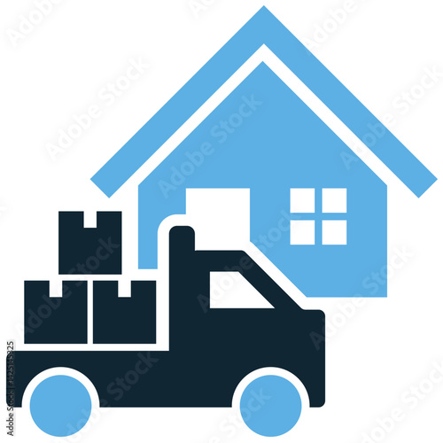 Home logistics delivery icon vector for door-to-door shipping, parcel service, and residential courier. Ideal for e-commerce fulfillment and last-mile delivery system illustration.