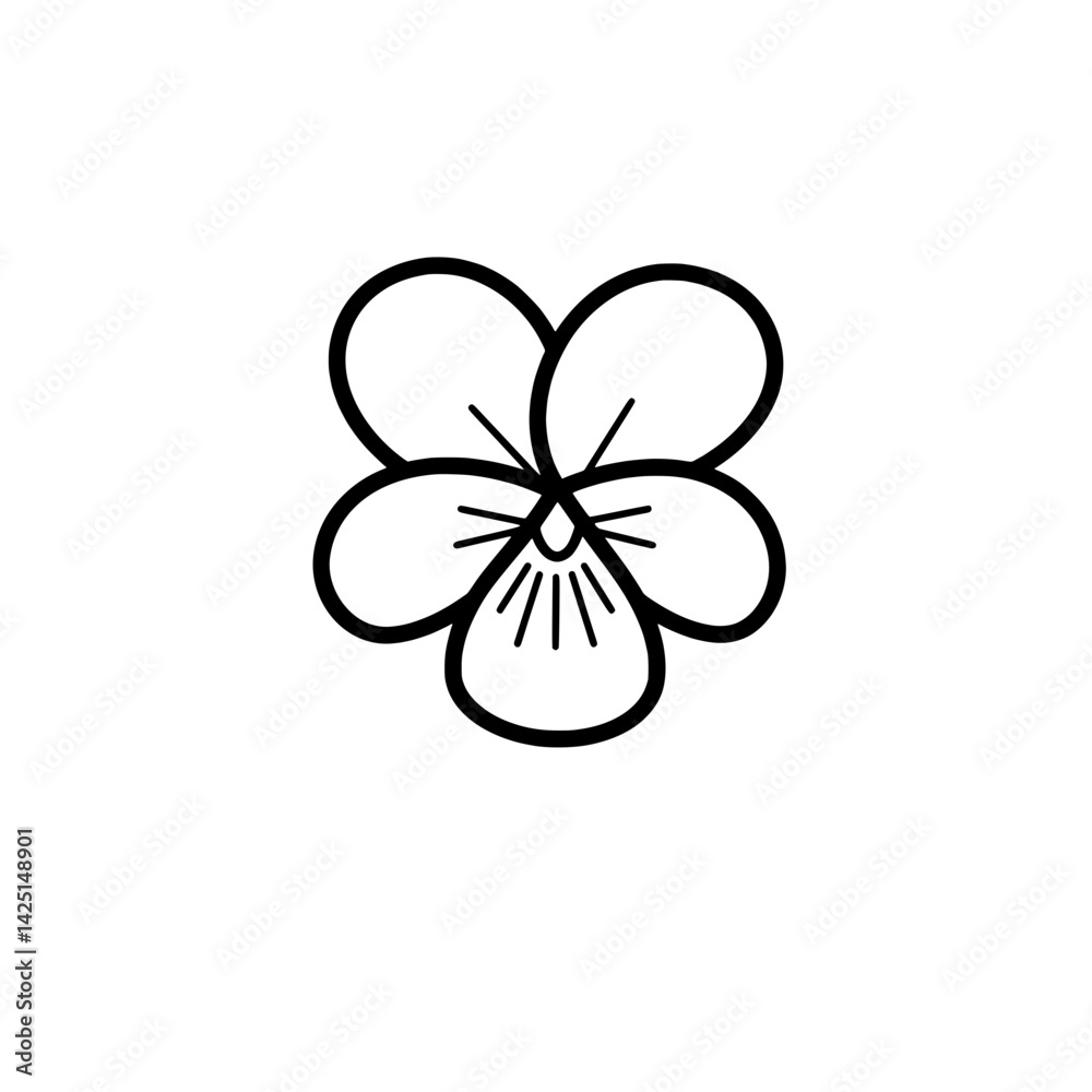 Pansy flower vector graphic: A minimalistic vector graphic of a delicate pansy flower, showcasing its elegant petals and intricate details. Pansy flower vector graphic: A minimalistic vector graphic of a delicate pansy flower, showcasing its elegant petals and intricate details.