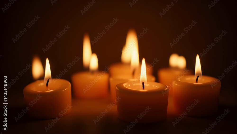 Warm Candlelight, A Soft Glow of Small, Delicate Flames Creating a Relaxing and Intimate Atmosphere with Gentle Illumination for Meditation Warm Candlelight, A Soft Glow of Small, Delicate Flames Creating a Relaxing and Intimate Atmosphere with Gentle Illumination for Meditation