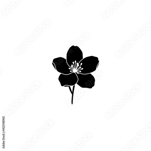 Flower Silhouette: A minimalist silhouette of a delicate flower, a perfect embodiment of elegance and natural beauty, is rendered against a stark backdrop, creating a strong contrast.