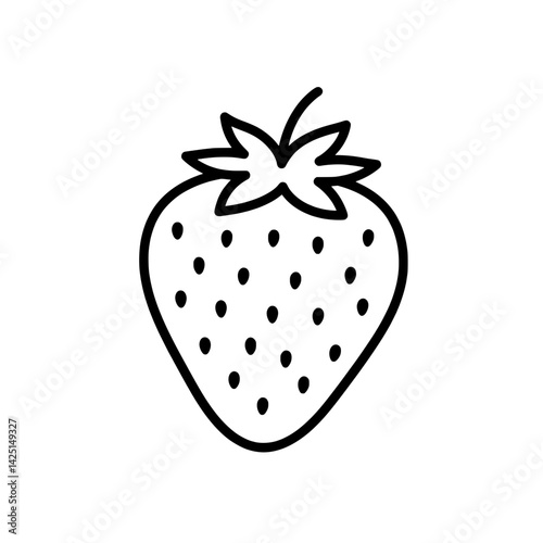 Simple Strawberry Outline: A minimalist line art illustration of a fresh, juicy strawberry, perfect for conveying sweetness and natural goodness. 