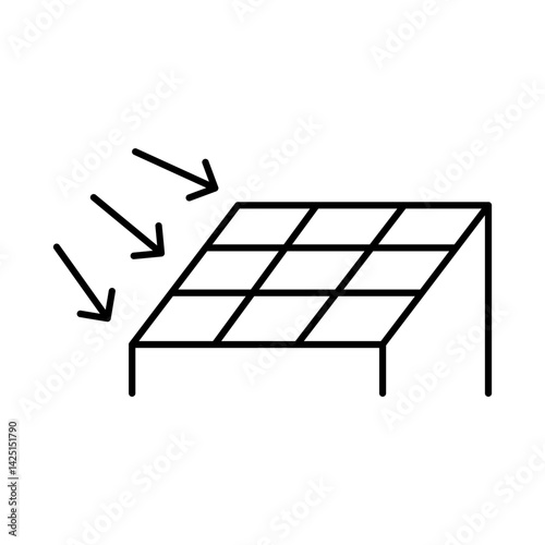 Solar Energy Icon. Solar Energy, Solar Panel, Green Energy, Sun Energy, Solar Battery, Energy Saving, Solar House, Ecology, Electricity, Renewable Energies Editable Stroke Vector Illustration