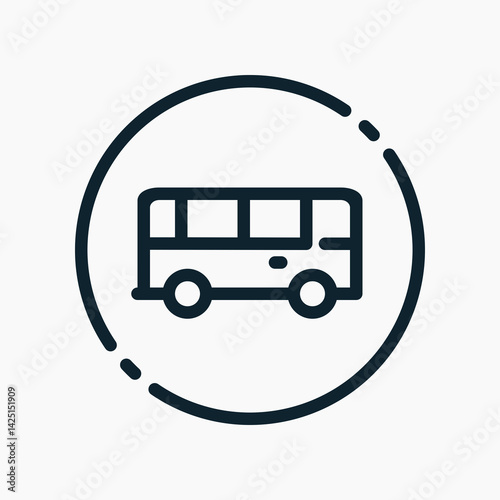 Design Illustration graphic of circle bus icon with line style. Suitable for UI, mobile design, web design, etc.