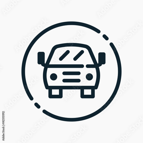 Design Illustration graphic of front car circle icon with line style. Suitable for UI, mobile design, web design, etc.