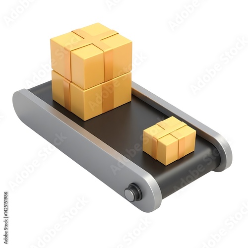 Packages moving on conveyor belt efficient delivery system isolated on