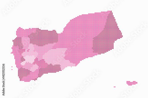 Yemen dotted map. Digital style map of the country on white background. Yemen shape with square dots. Colored dots style. Small size squares. Modern vector illustration.