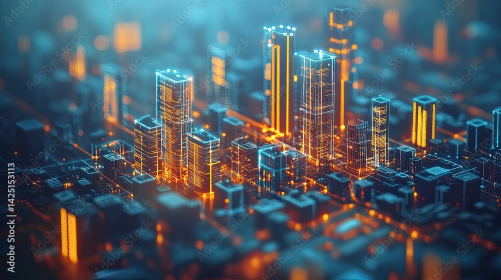 Smart City and Network Connection Concept, Depicting the Future of Urban Technology, Digital Infrastructure, and Modern Communication Systems in a Smart City Smart City and Network Connection Concept, Depicting the Future of Urban Technology, Digital Infrastructure, and Modern Communication Systems in a Smart City