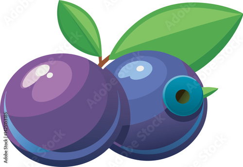 A vibrant vector art illustration showcasing beautiful huckleberry fruit, highlighting its rich color and natural, appealing design.