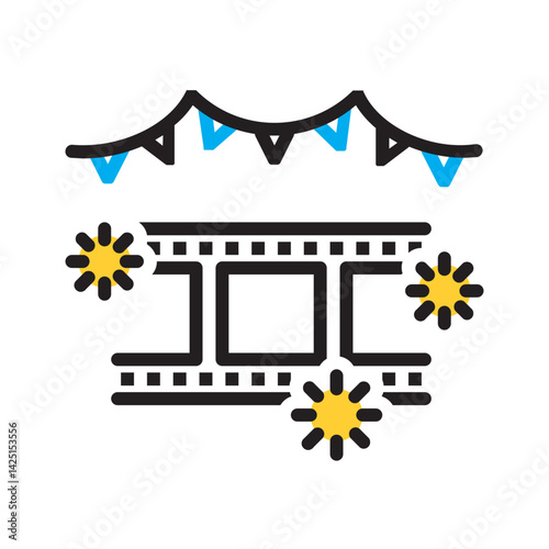 Vector black line icon for Film fest
