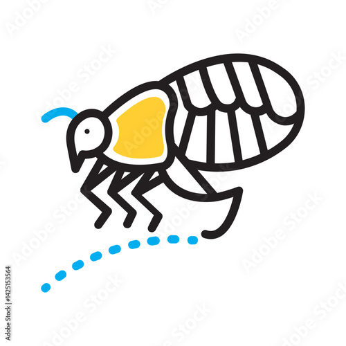 Vector black line icon for Flea