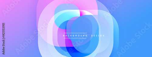 Abstract background features overlapping translucent circles. Colors blend from purple, blue, pink creating soft gradient effect. Modern design element for digital projects.