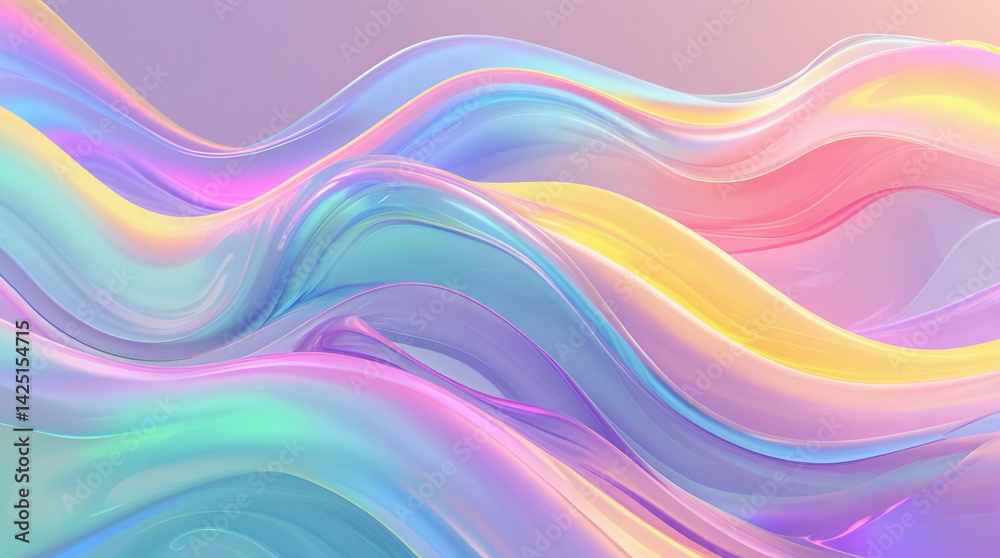 Obraz premium Ai Generative of 3D Iridescent Pastel Waves Background