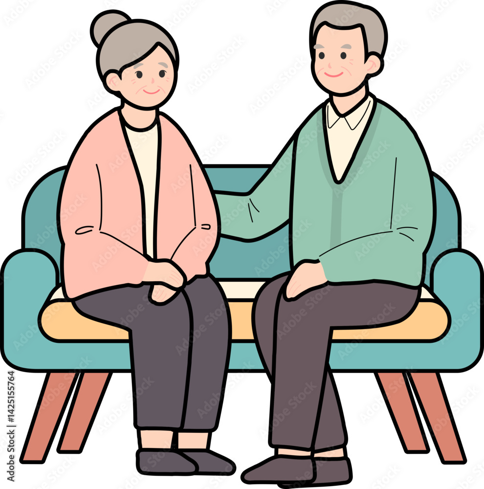 Fototapeta premium Daily Life of Elderly with Caregiver – Home Support Scene