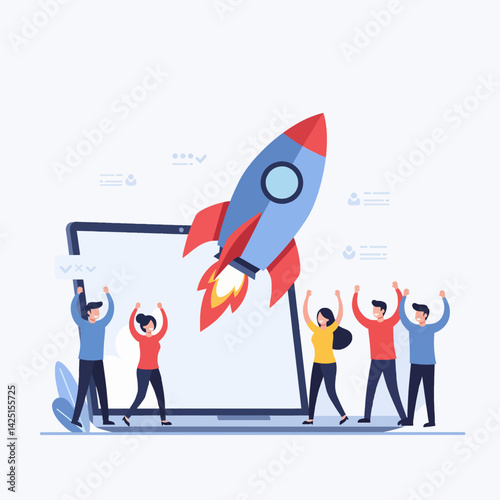 Excited Team Celebrating Startup Launch