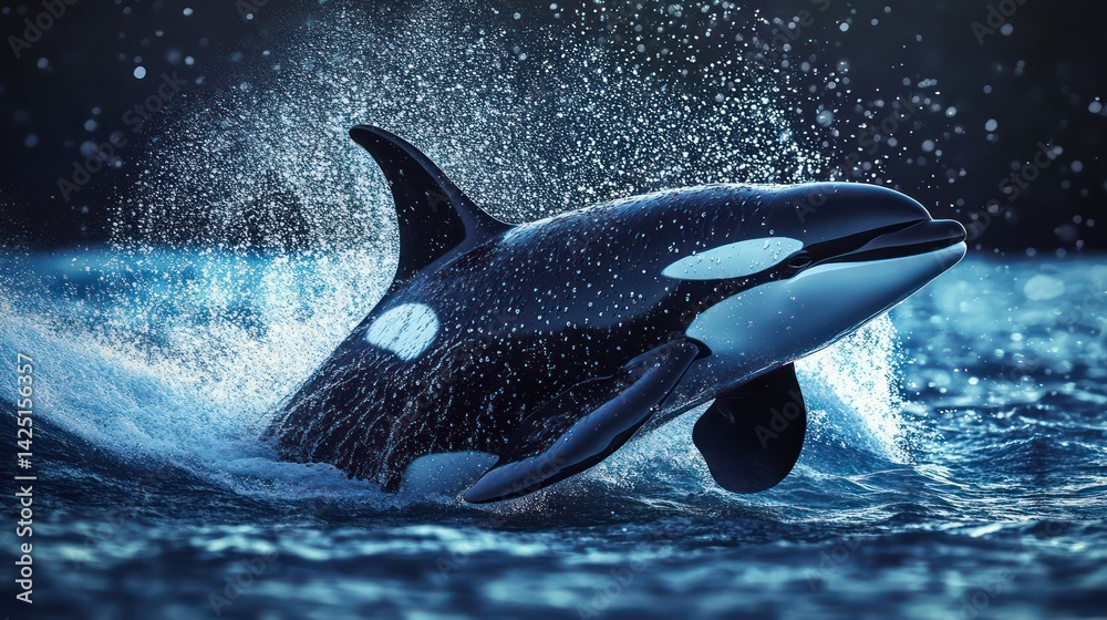 Obraz premium Killer whale leaping ocean