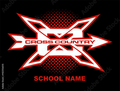 cross country team design with arrow for school, college or league sports