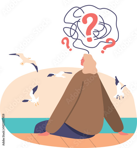 Woman suffering mental problem vector illustration
