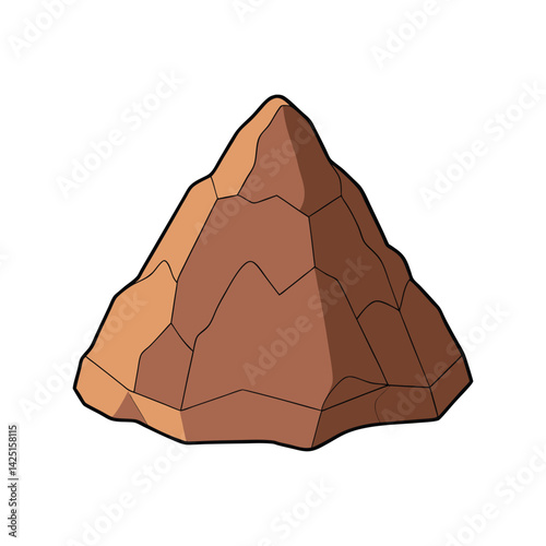 Rock mountain vector illustration. Rugged rocky cliff with sharp peaks and textured surface