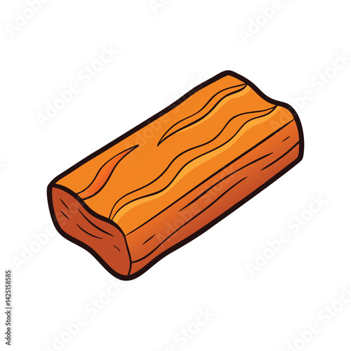 Piece of wood vector illustration. Realistic wooden plank with natural texture and grain pattern, isolated on white background
