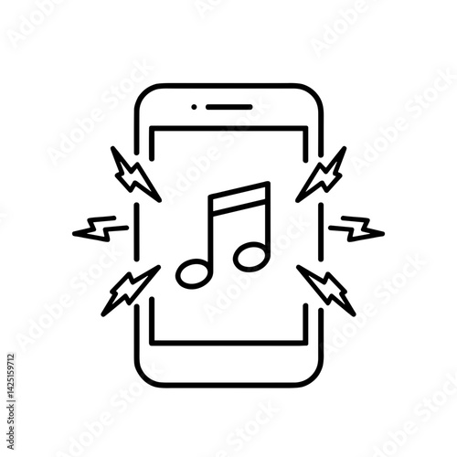 Smartphone playing music with sound waves illustrated  