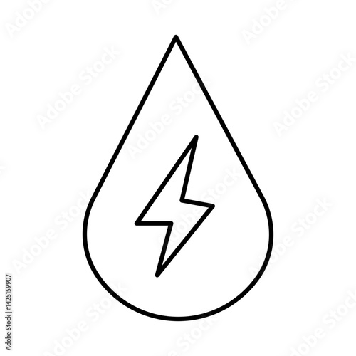 Water Energy Icon. Solar Energy, Solar Panel, Green Energy, Sun Energy, Solar Battery, Energy Saving, Solar House, Ecology, Electricity, Renewable Energies Editable Stroke Vector Illustration