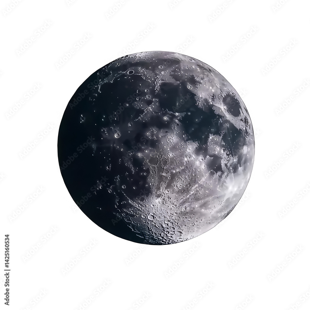 Obraz premium Realistic Illustration Of A Full Moon Isolated On A Transparent Black Background