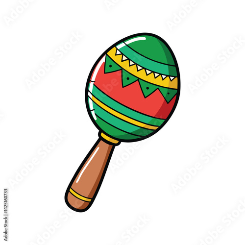 Maraca Vector Illustration — Traditional Colorful Percussion Instrument for Cinco de Mayo Celebration