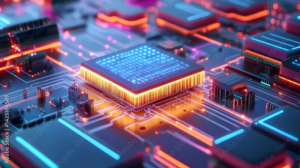 Obraz premium Futuristic CPU Motherboard Technology - Abstract Technology