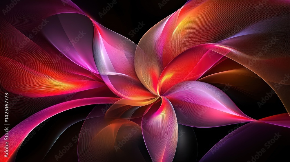 Abstract floral design with swirling, vibrant hues.