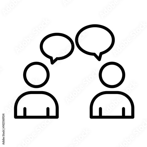 Two people communicating with speech bubbles on a minimalist background  
