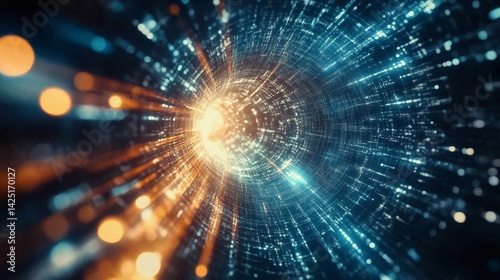 Wallpaper Mural Exploring quantum dimensions light particles and energy waves virtual realm digital art cosmic environment abstract perspective Torontodigital.ca