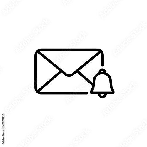 Email Notification Icon with Bell Sign  