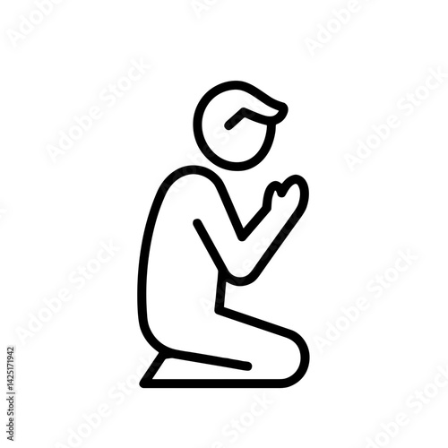 Person kneeling in prayer against a simple background  